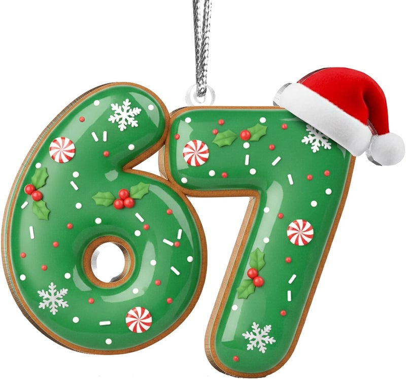 Hyperlama 67 Ornament 2025, Funny 6 7 Ornament Stocking Stuffers for Teens Girl, Boy, The Year of 67 Ornaments for Christmas Tree, Santa Says Six Seven Trendy Stuff, Late Christmas Gag Gifts - Image 1